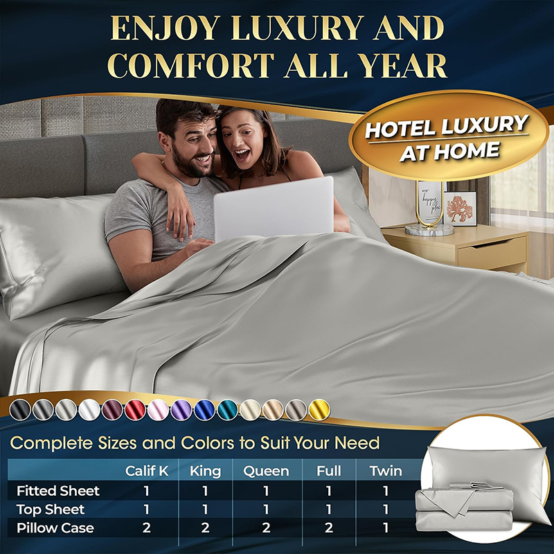 D00002 satin 4PCS bed sheet set