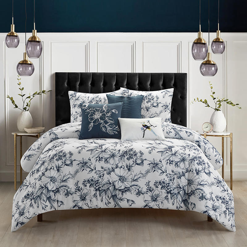 A00001 6PCS Blossoming Flower Print Comforter Set